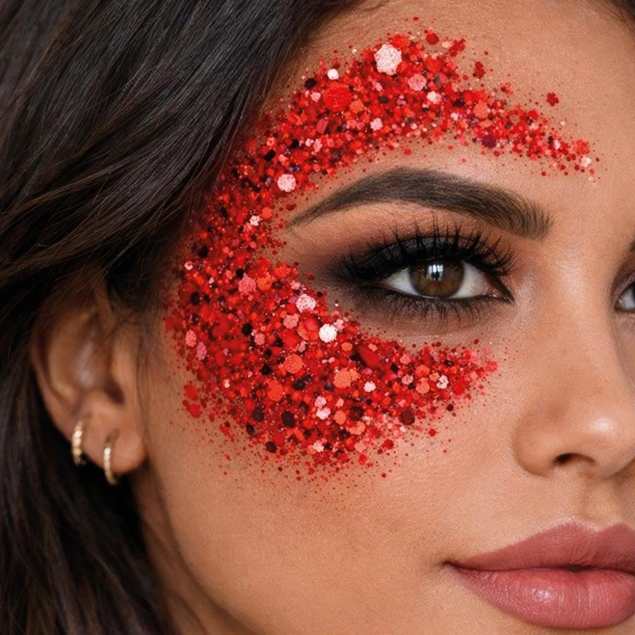 Barra de Maquillaje Glitter Purpurina Rojo