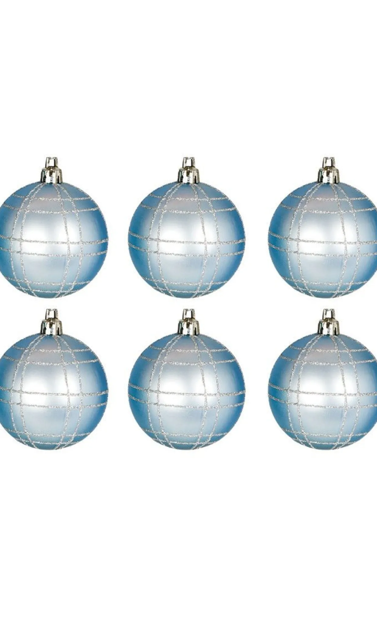 6 Bolas de Navidad Azules Decoradas