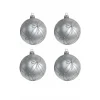 4 Bolas de Navidad Plata Decoradas