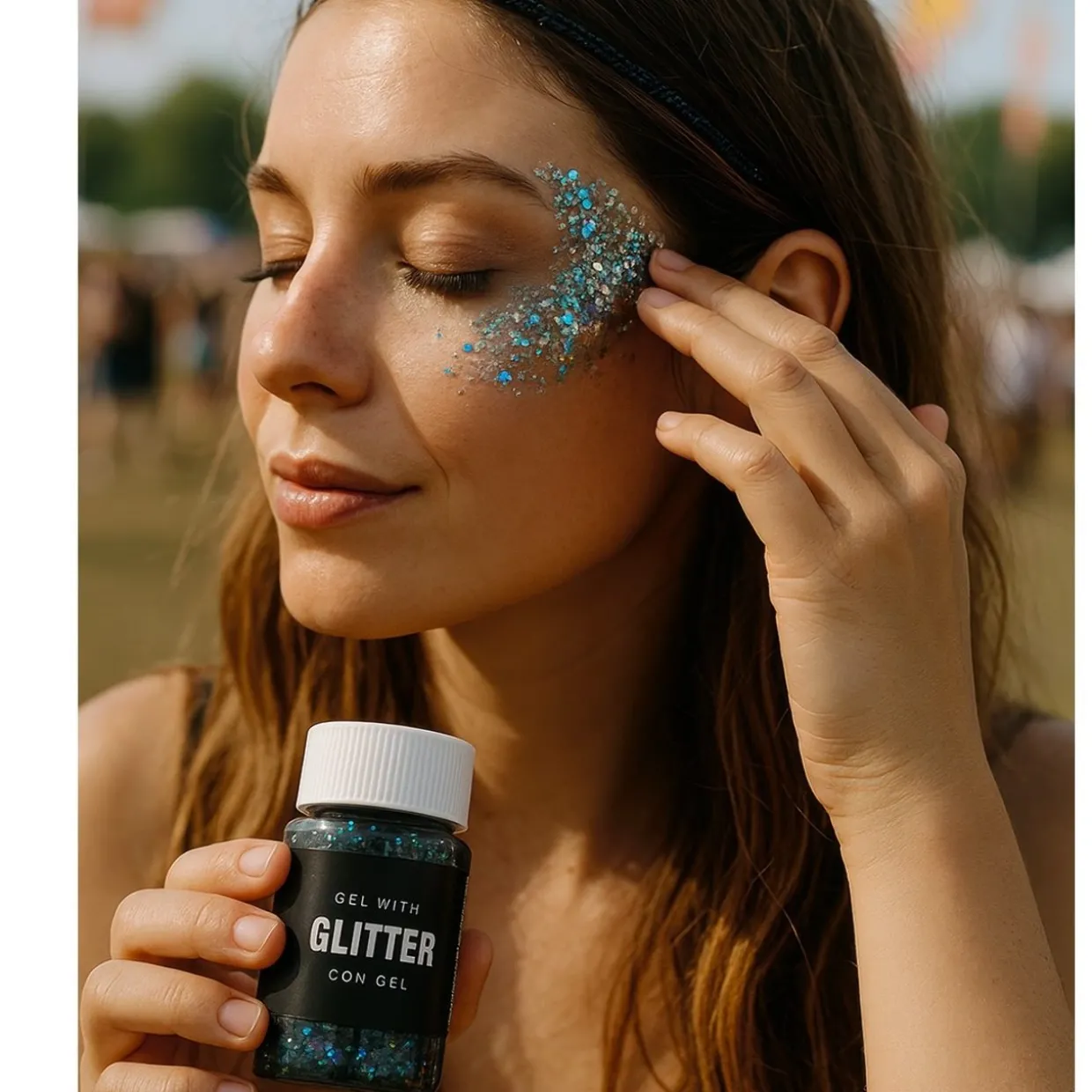 Bote de Glitter en Gel Azul