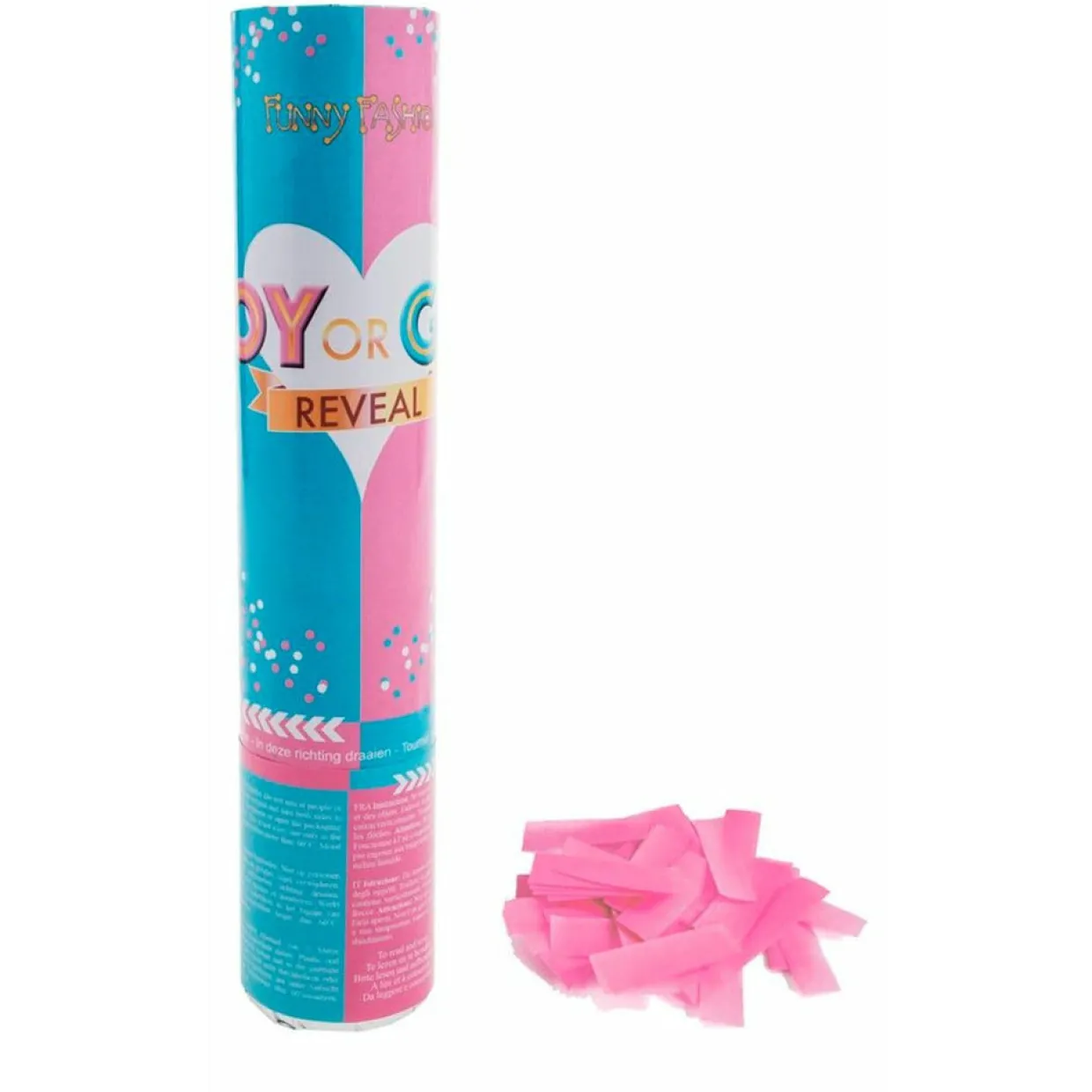 Cañón Confeti Revelación Sexo Bebé Rosa 20cm