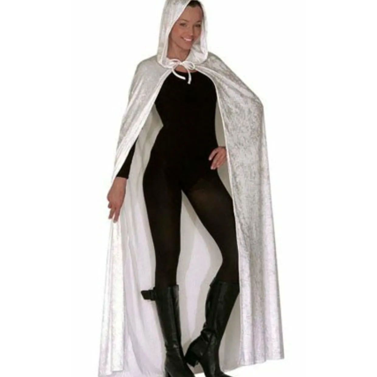 Capa Blanca Capucha Terciopelo