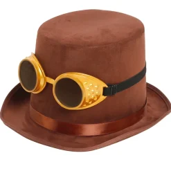 Chistera de Steampunk Marrón con Gafas