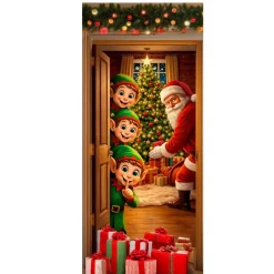 Cubrepuerta de Elfos Navideños