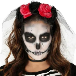 Diadema de Catrina Bicolor con Velo