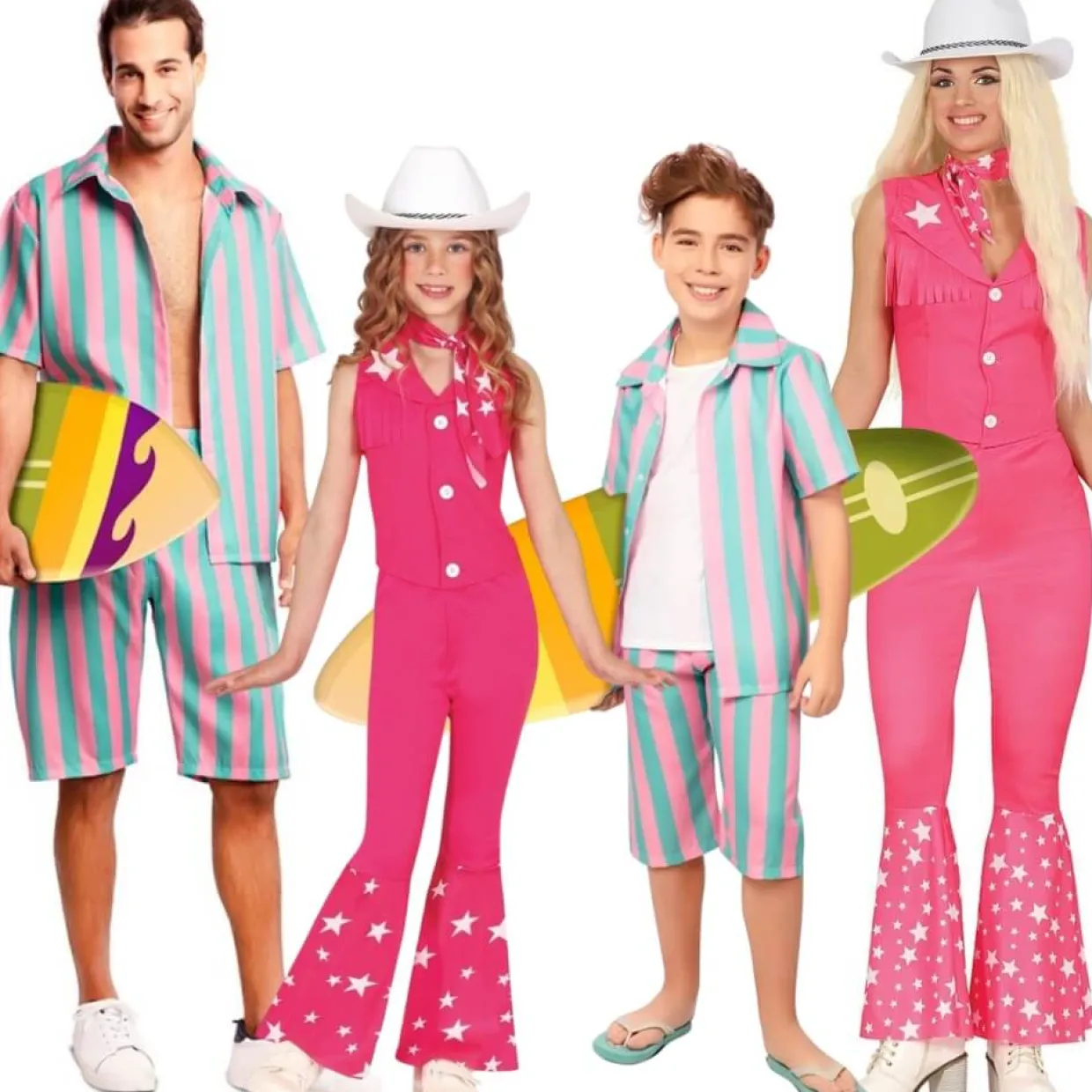 Disfraces en grupo de Barbie y Ken Surfista