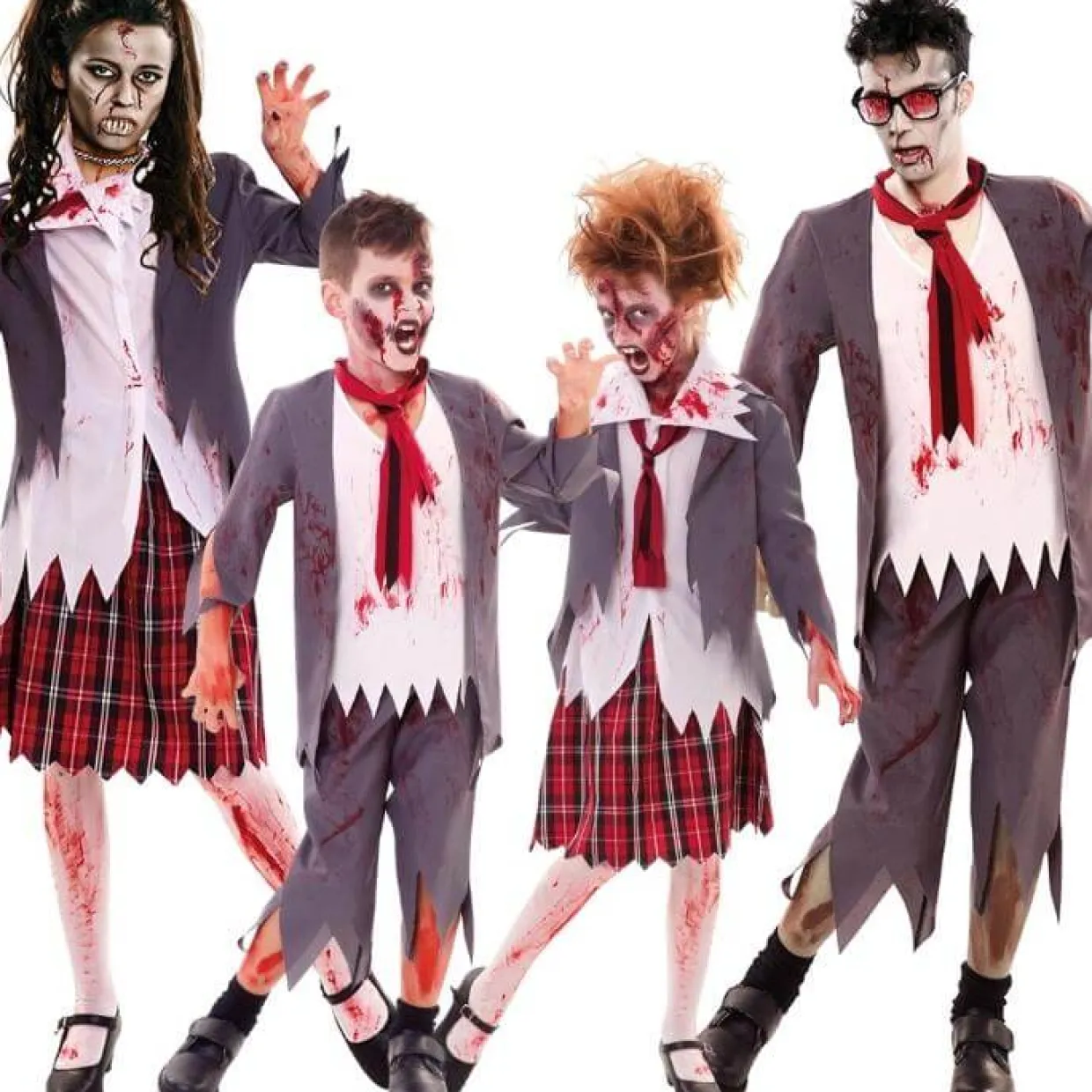 Disfraces en Grupo de Colegiales Zombie