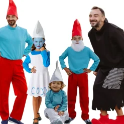 Disfraces en grupo de Duendes Azules y Brujo