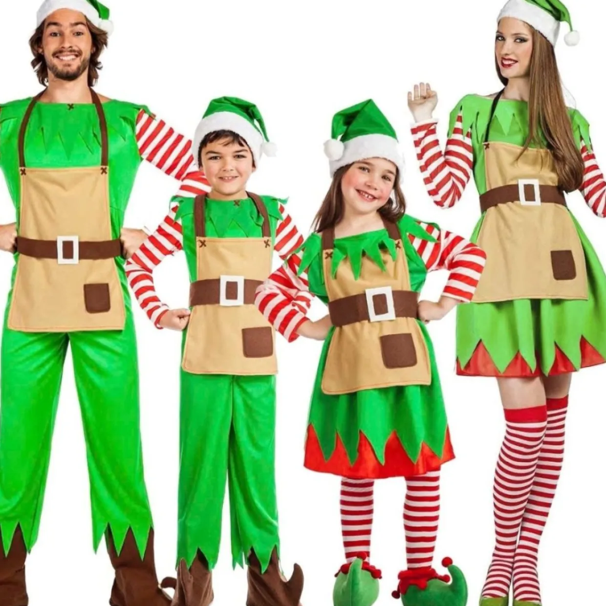 Disfraces en grupo de Elfos Claus