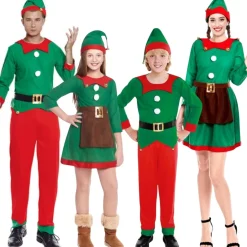 Disfraces en grupo de Elfos Navideños