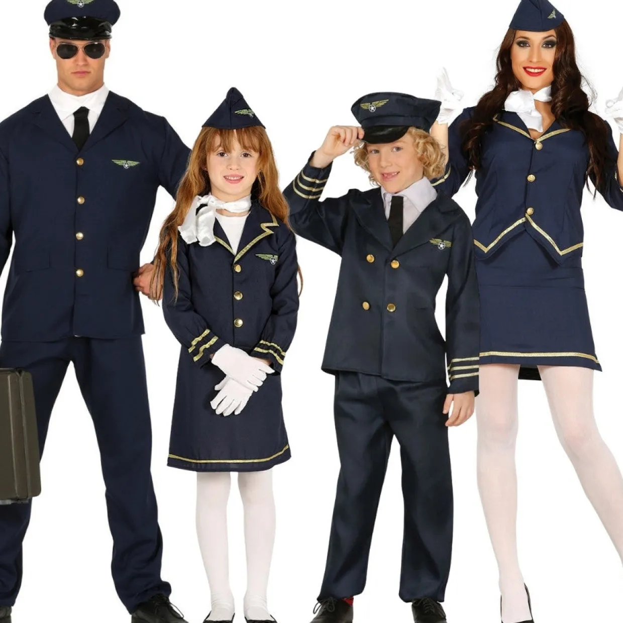 Disfraces en grupo de Pilotos y Azafatas