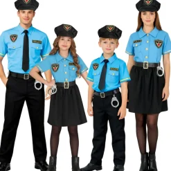 Disfraces en grupo de Policías Oficiales Azules