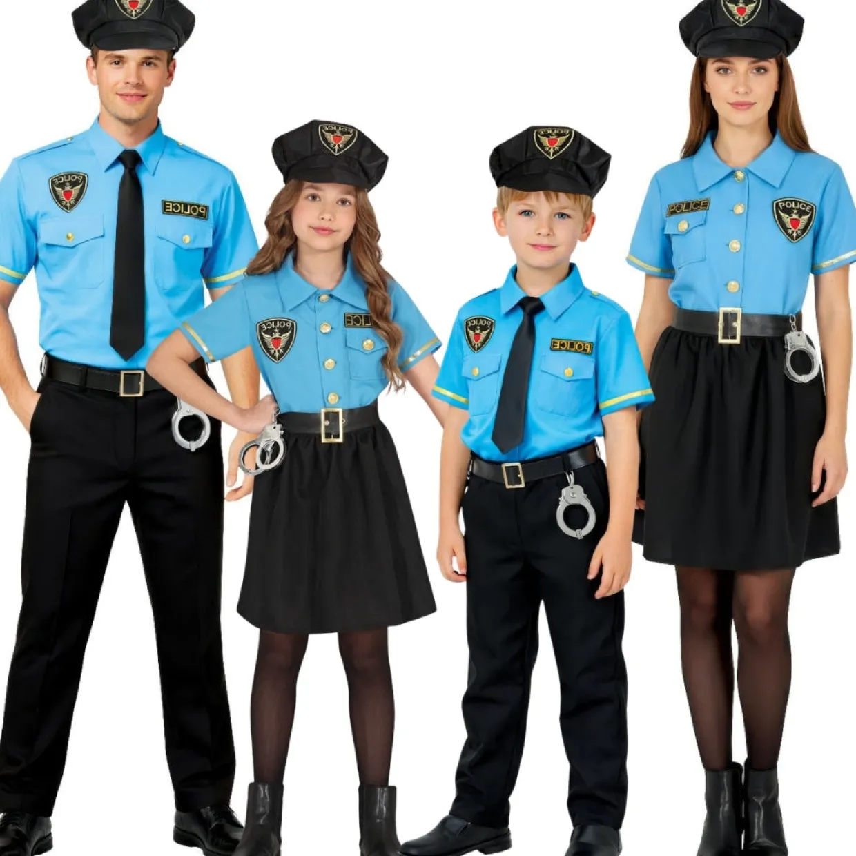 Disfraces en grupo de Policías Oficiales Azules