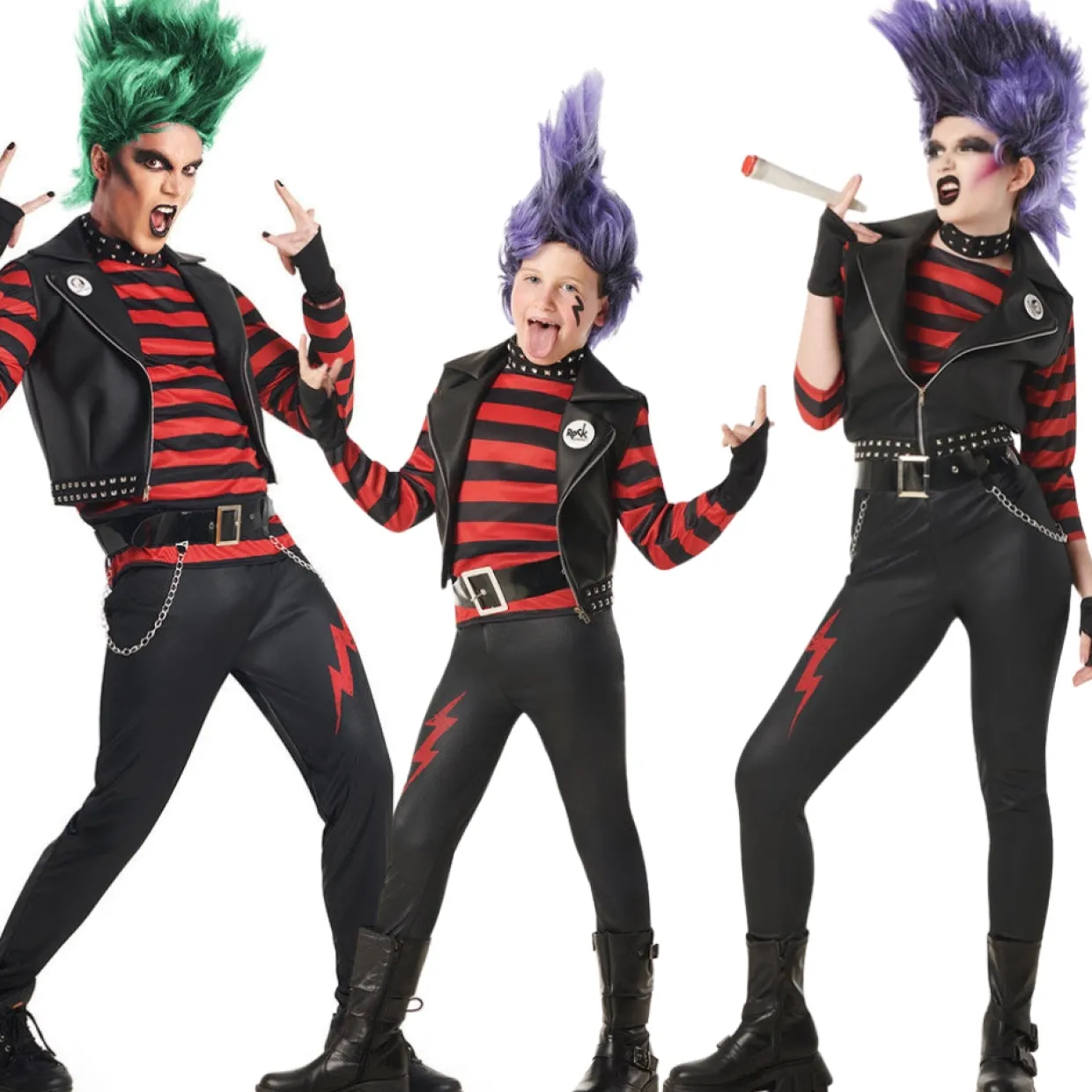 Disfraces en grupo de Rockeros Punkys