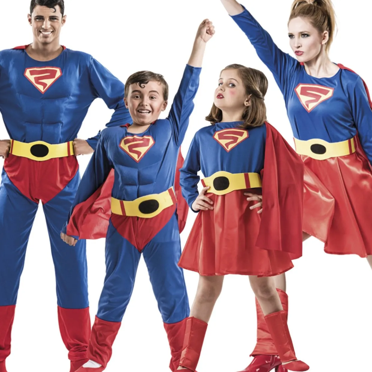 Disfraces en grupo de Superman y Supergirl Bicolor