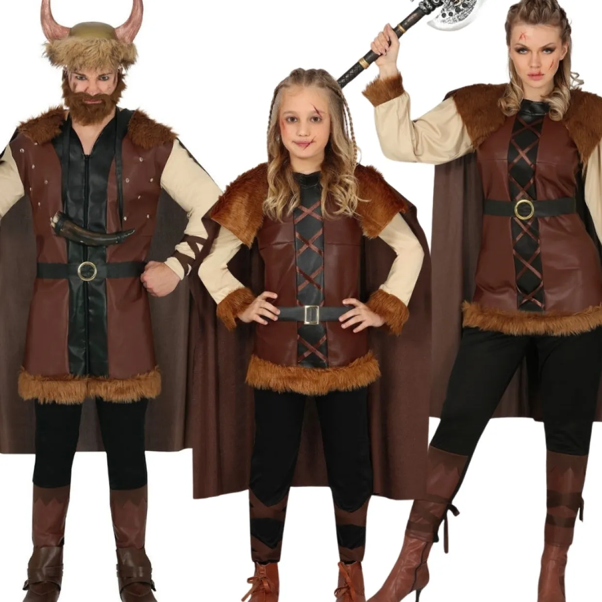 Disfraces en grupo de Vikingos Marrones