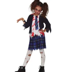 Disfraces en Grupo de Zombies Colegiales Azules