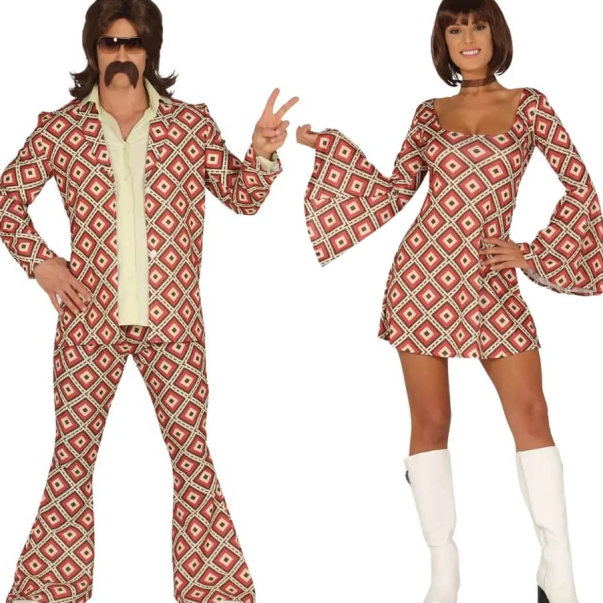 Disfraces en pareja de Años 70 Rombos