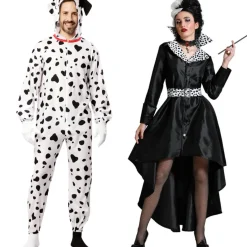 Disfraces en pareja de Cruella y Dálmata Bicolor