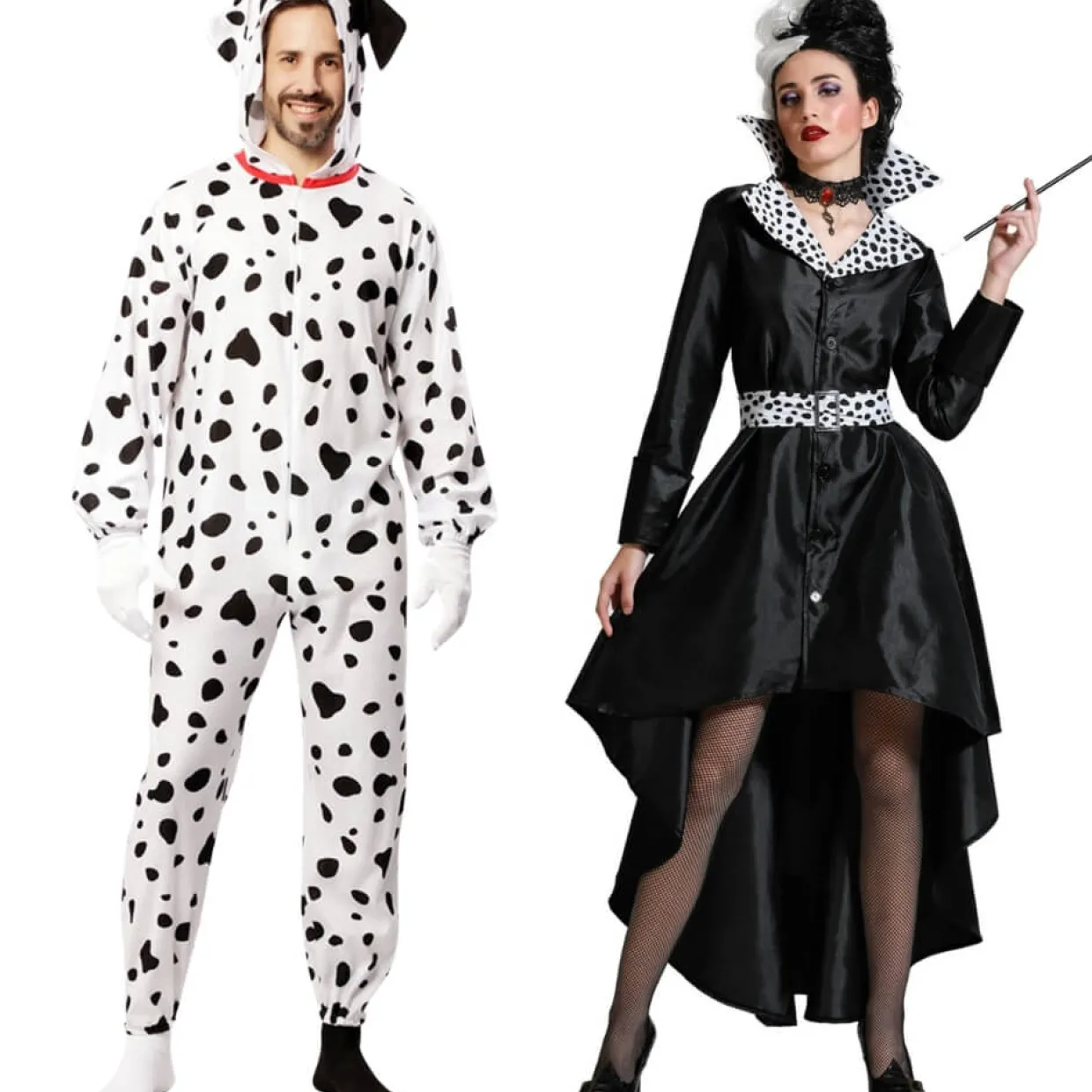 Disfraces en pareja de Cruella y Dálmata Bicolor