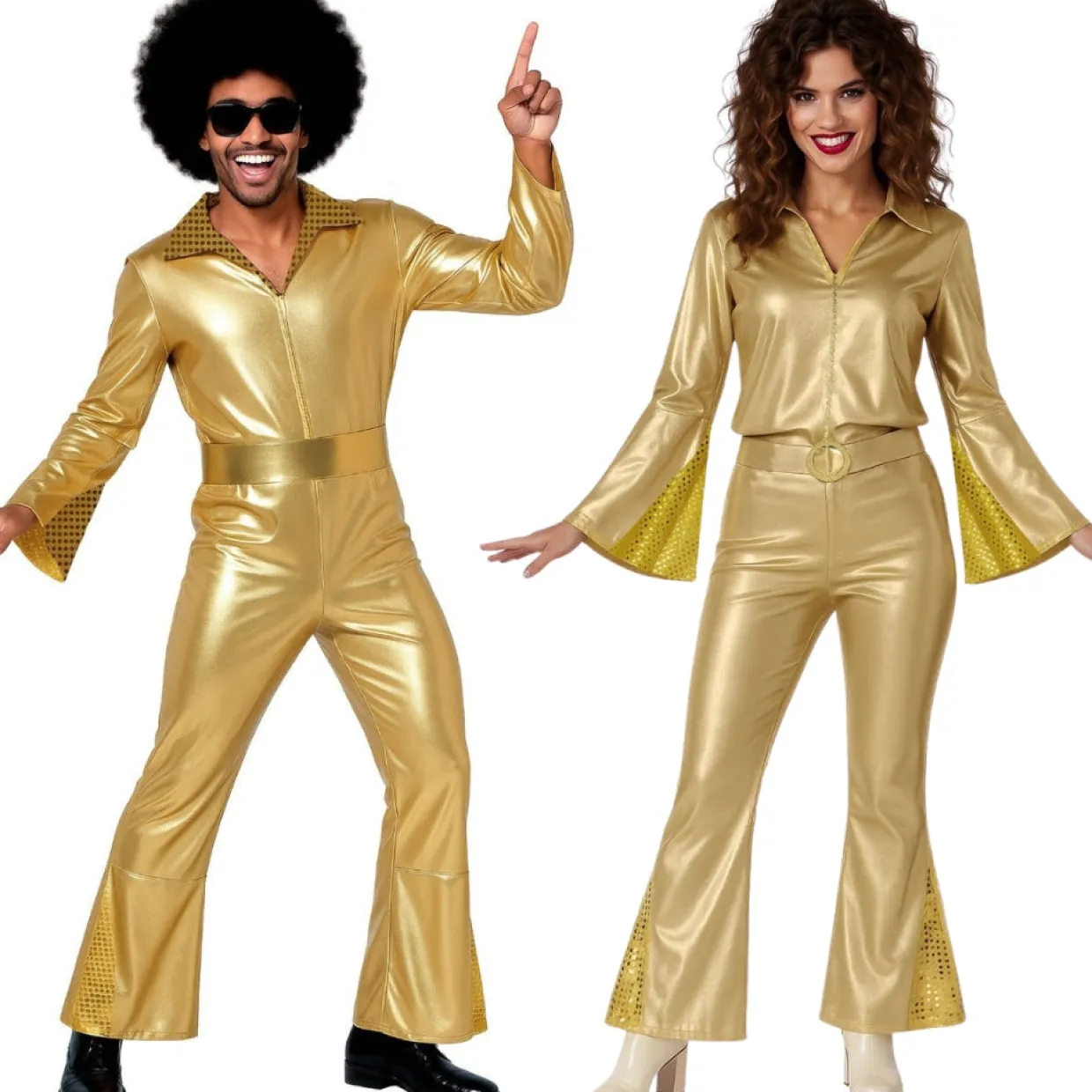 Disfraces en pareja de Disco Gold