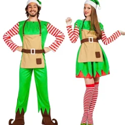 Disfraces en pareja de Elfos Claus