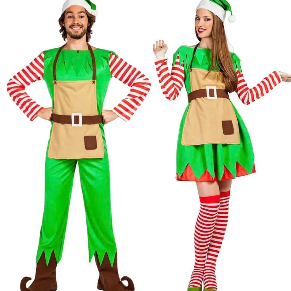 Disfraces en pareja de Elfos Claus