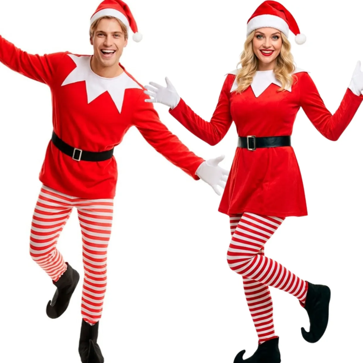Disfraces en pareja de Elfos Divertidos de Navidad