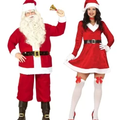 Disfraces en pareja de Papá y Mamá Noel Rojos