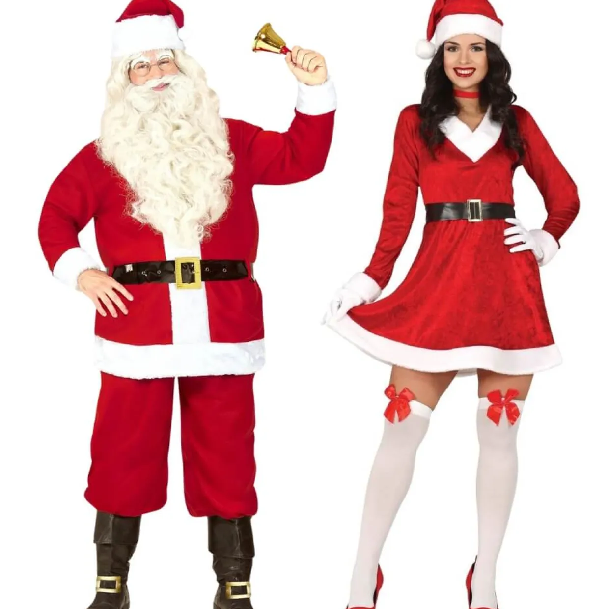 Disfraces en pareja de Papá y Mamá Noel Rojos