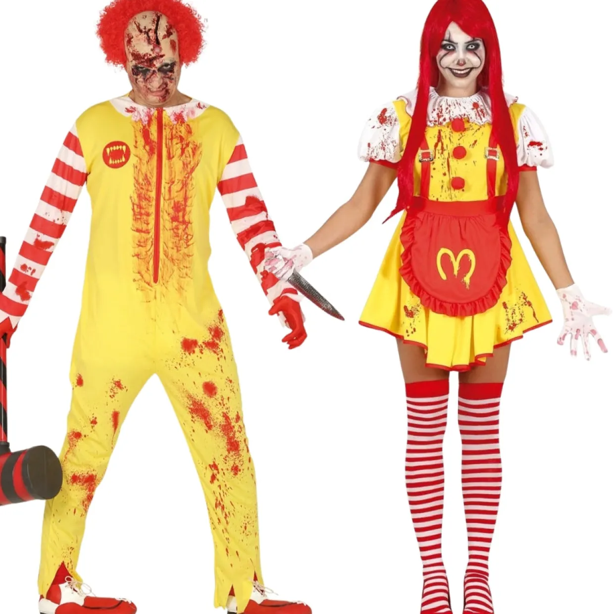 Disfraces en pareja de Payasos Burger Sangrientos