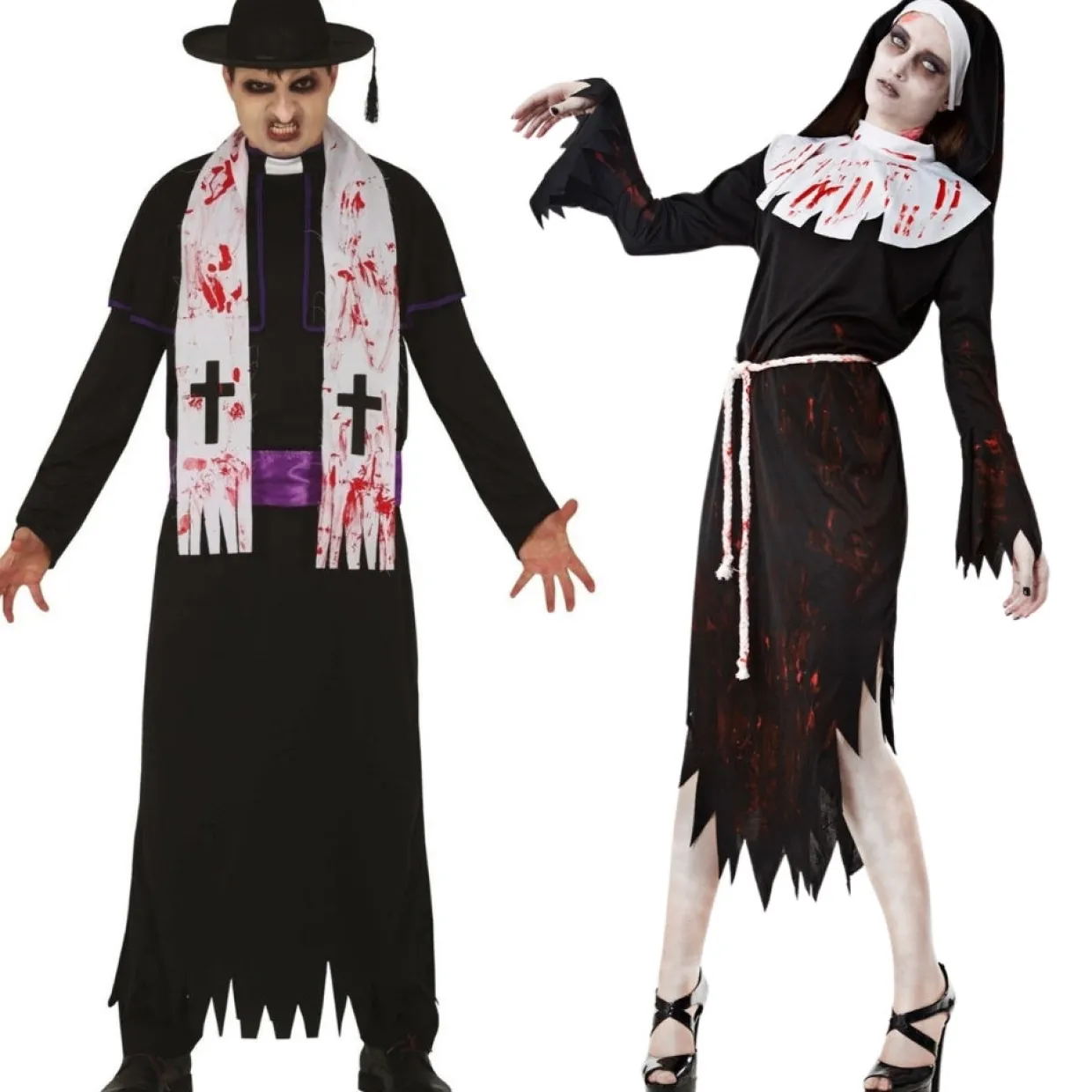 Disfraces en pareja de Zombies Religiosos