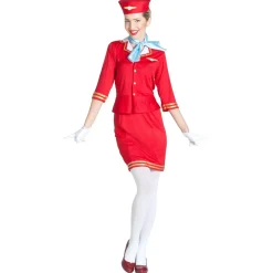 Disfraz de Azafata de Vuelo Rojo para mujer