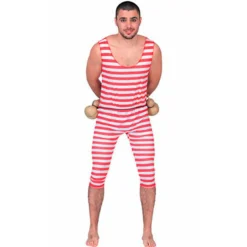 Disfraz de Bañista Rayas Rojas hombre