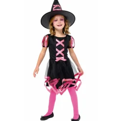 Disfraz de Bruja Cuca Rosa para niña