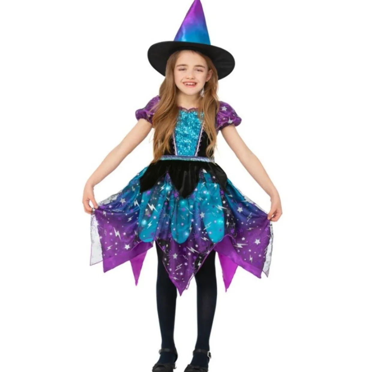 Disfraz de Bruja Deluxe con Luz para niña