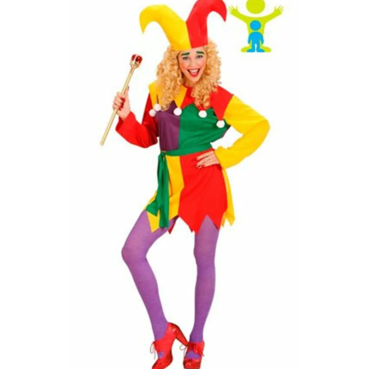 Disfraz de Bufón Arco Iris para mujer