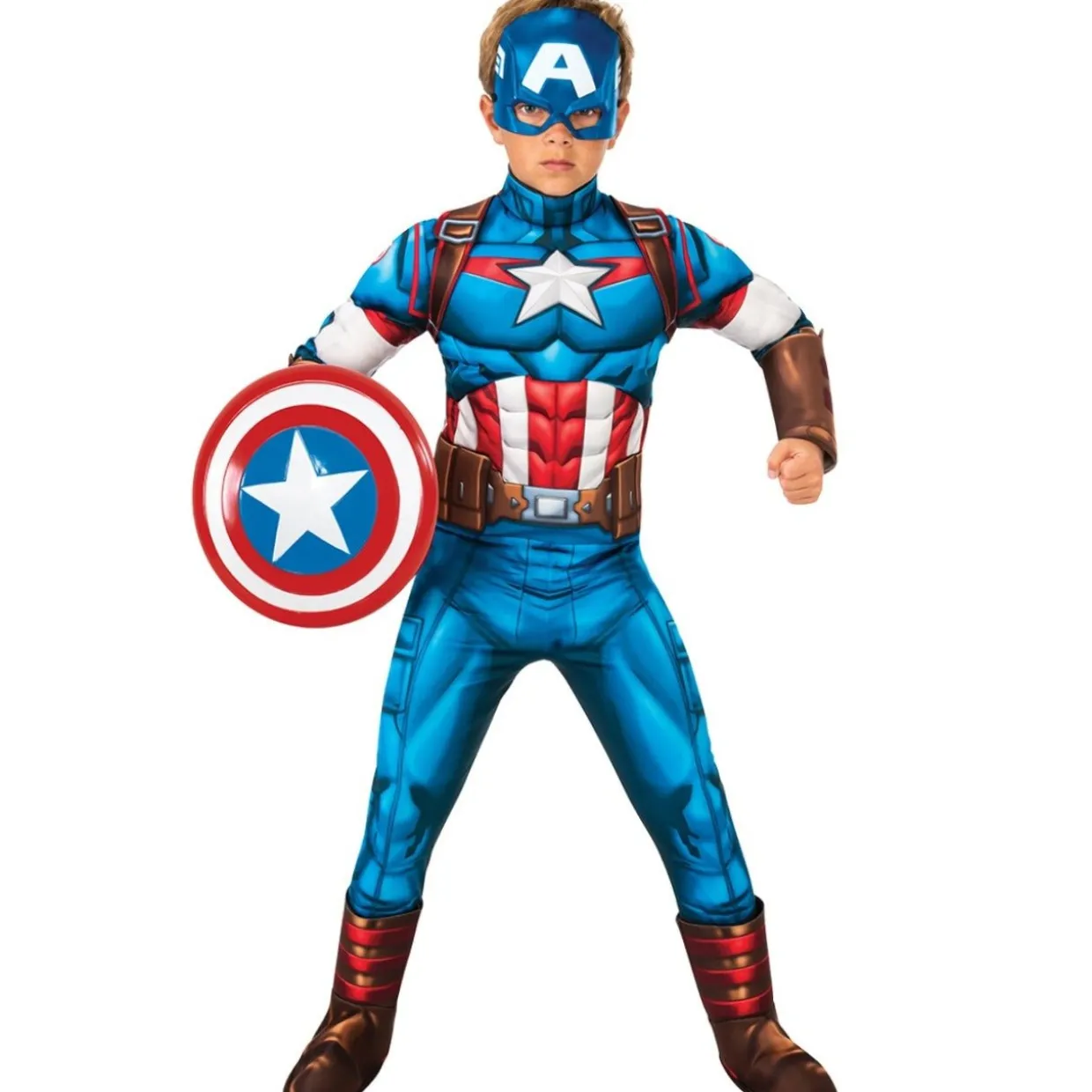 Disfraz de Capitán América™ Musculoso Deluxe infantil