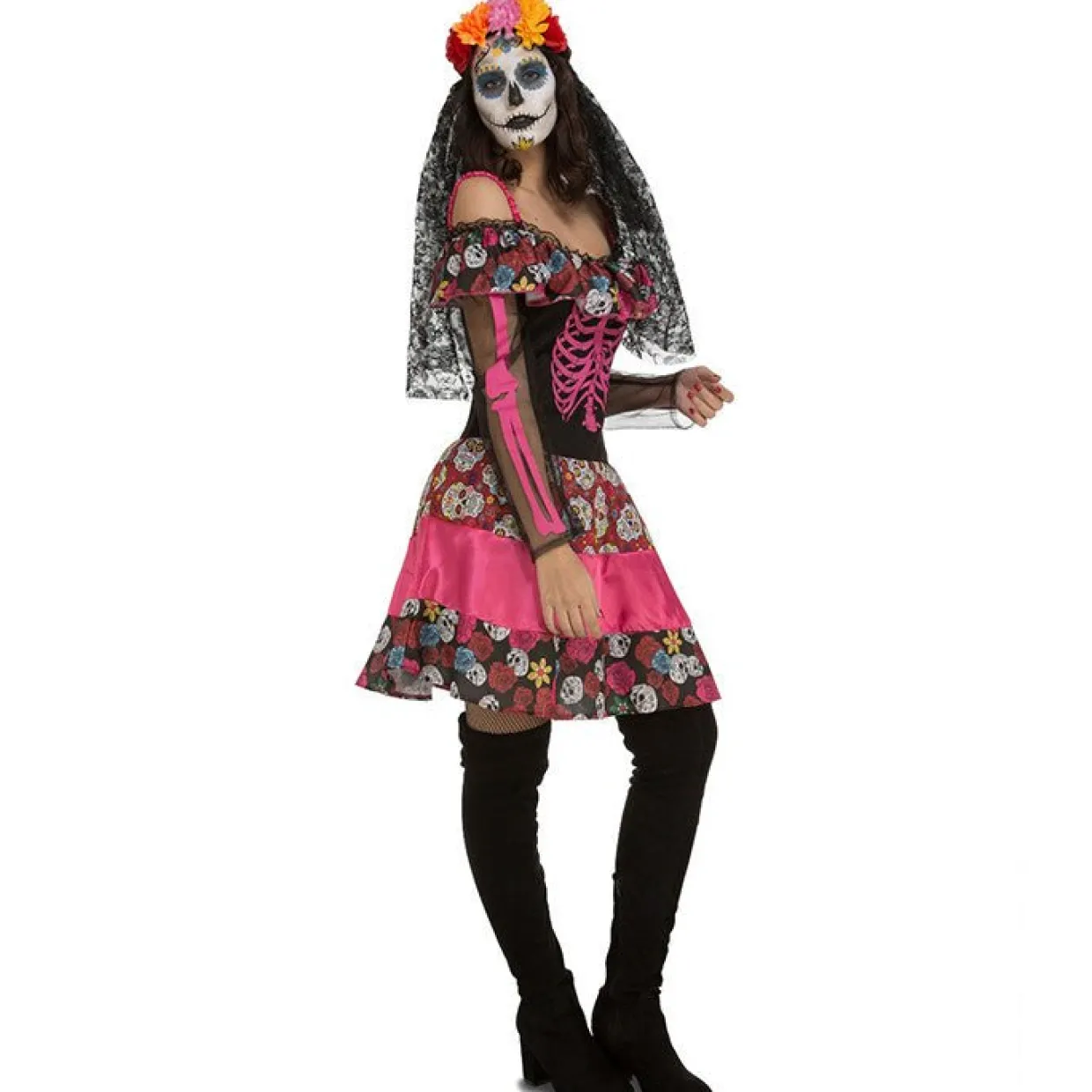 Disfraz de Catrina Fucsia para mujer