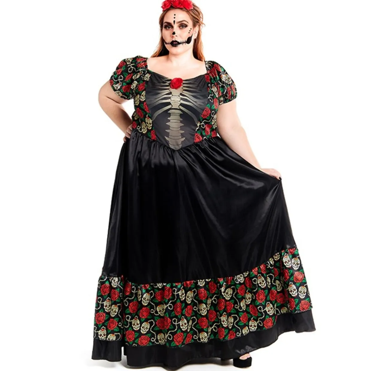 Disfraz de Catrina Mexicana Rosas Plus para mujer