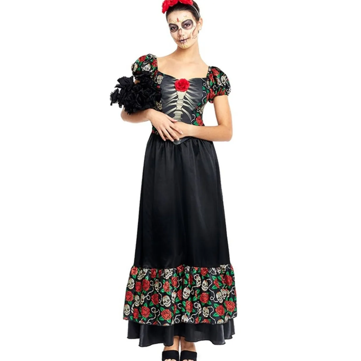 Disfraz de Catrina Mexicana Rosas para mujer