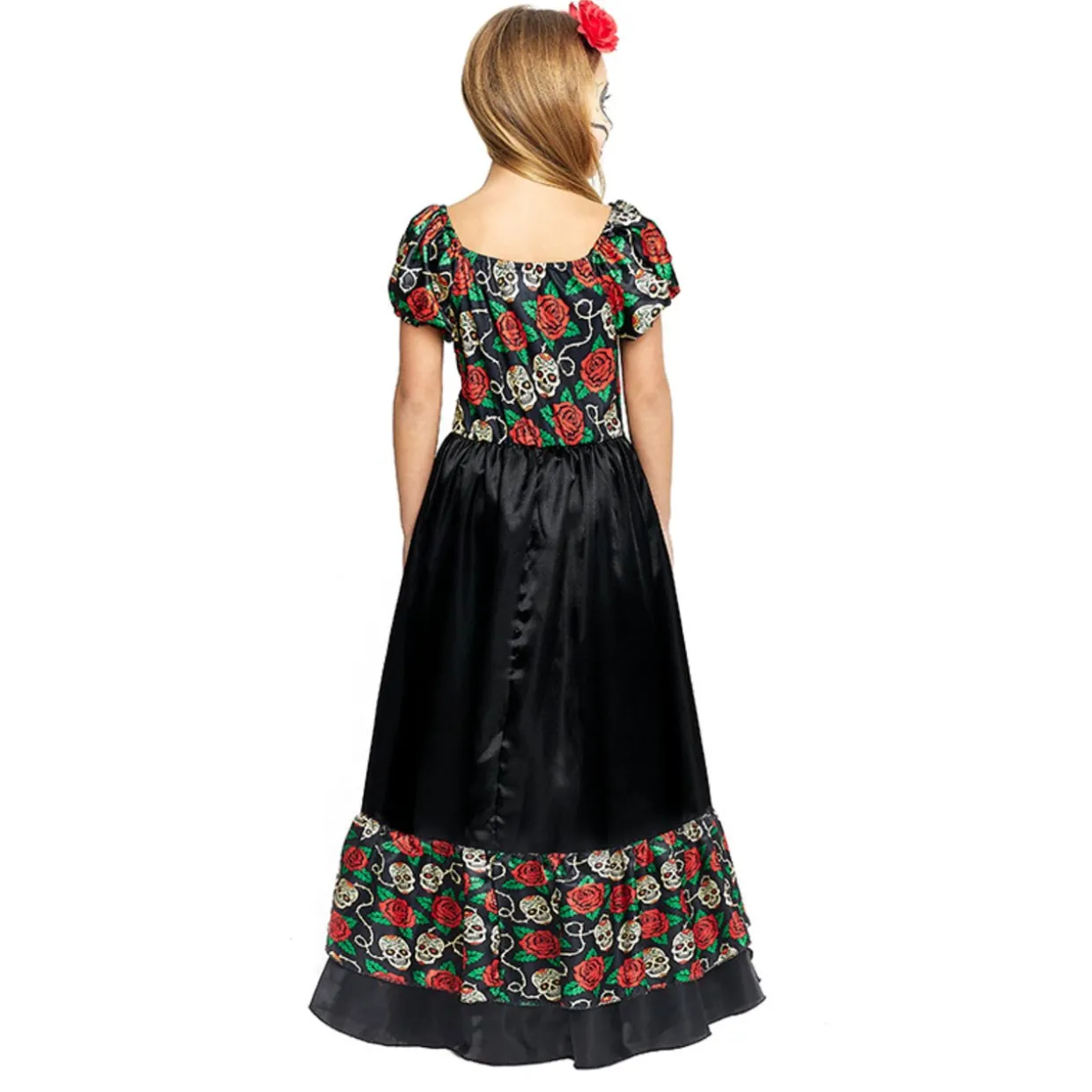Disfraz de Catrina Mexicana Rosas para niña