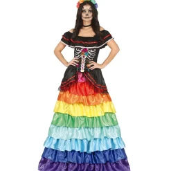 Disfraz de Catrina Multicolor para mujer