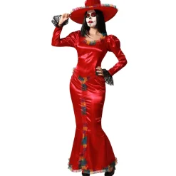 Disfraz de Catrina Rojo para mujer