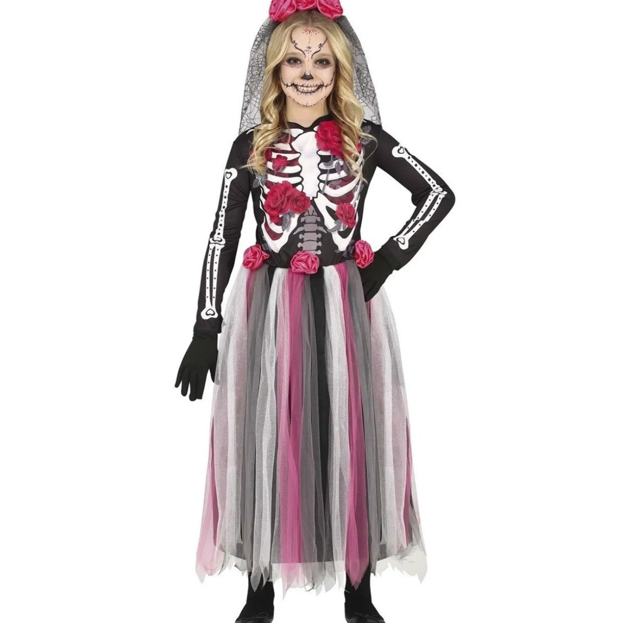 Disfraz de Catrina Rosa para niña