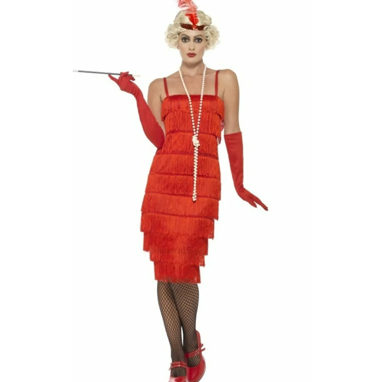 Disfraz de Charleston Flapper Largo Rojo mujer