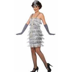 Disfraz de Charleston Flapper Gris para mujer