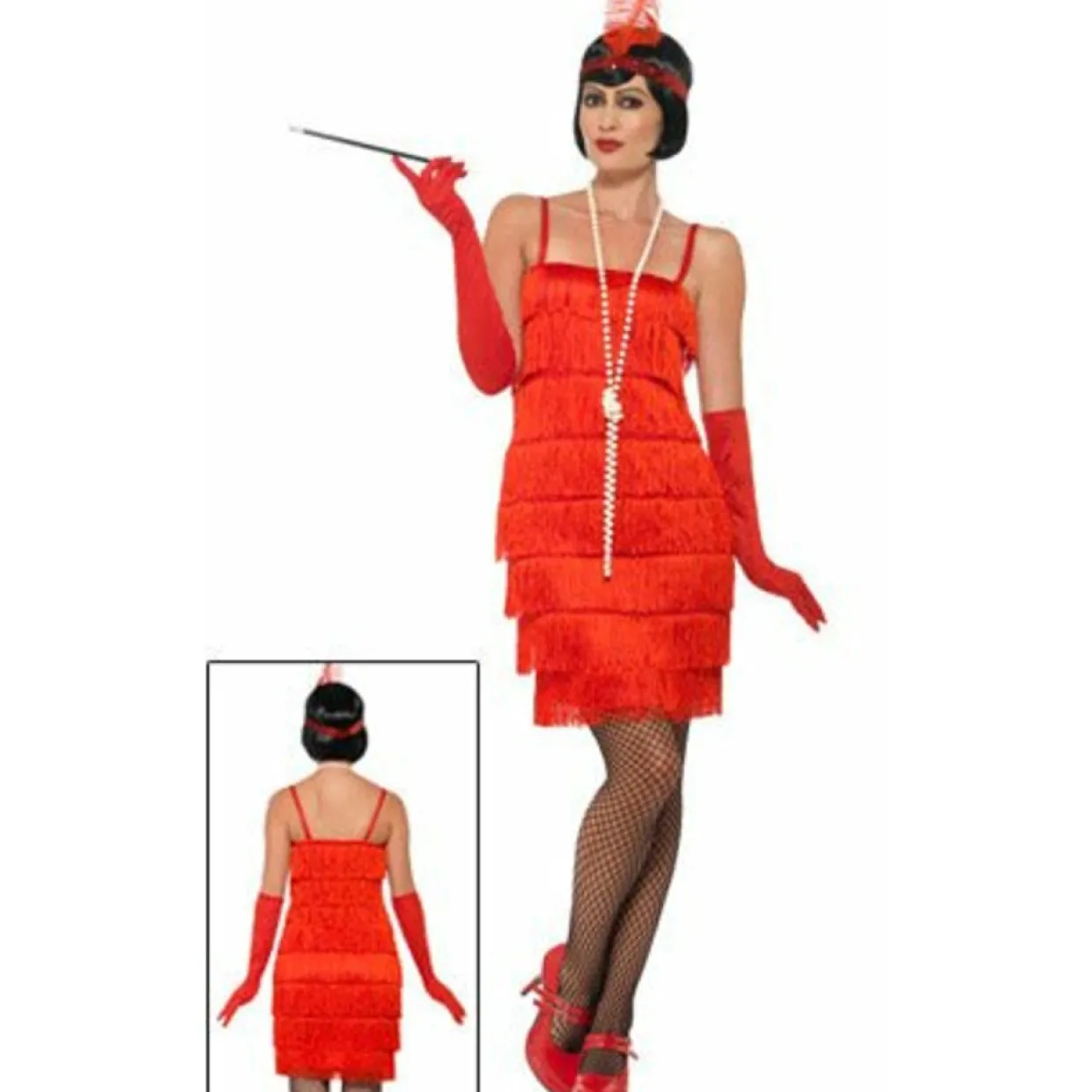 Disfraz de Charleston Flapper Rojo para mujer