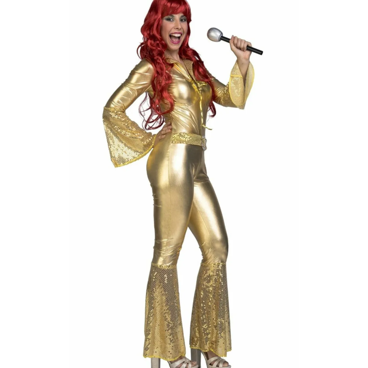 Disfraz de Chica Disco Dorado para mujer
