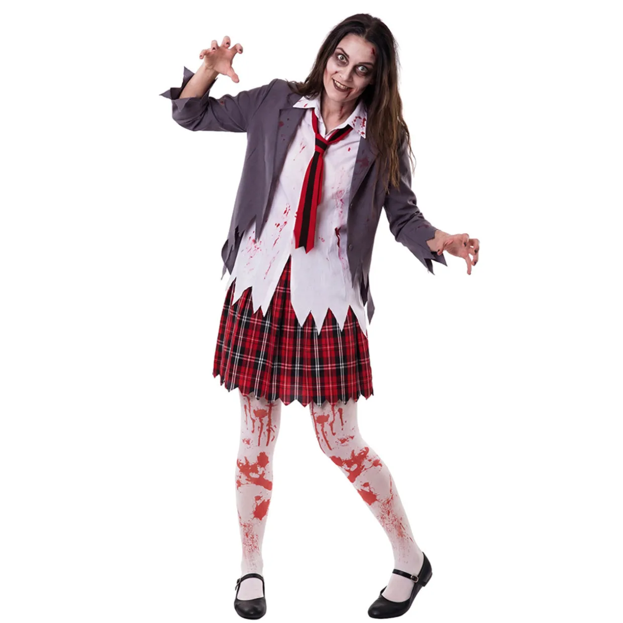Disfraz de Colegiala Zombie con Corbata para mujer